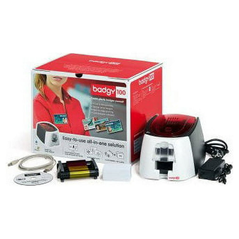 Evolis Badgy100 Plastic ID Card Solution - 40 Card Feeder, 40 Card