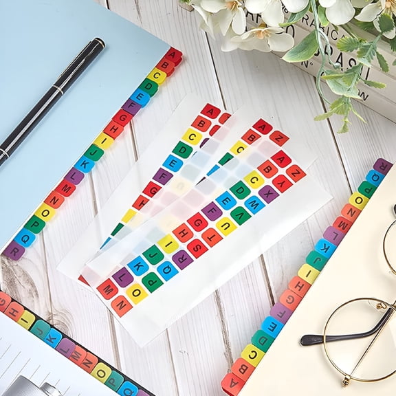 CCOCC 20 Sheets of Colored Alphabet Tabs Small Sticky Tabs Notepad Page Markers Alphabet File Guides Tabs