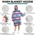 thumbnail image 5 of Wearable Oversized Blanket,Pink and Teal Triangular and Rectangular Geometric Boho Wearable Blanket Hoodie for Adults,Cozy Hooded Blankets with Super Pockets,Super Warm Fuzzy Pullover for Women & Men, 5 of 6
