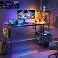 thumbnail image 2 of Bestier 52 inch Gaming Computer Desk with LED Lights & Shelves Adults, Black, 2 of 10