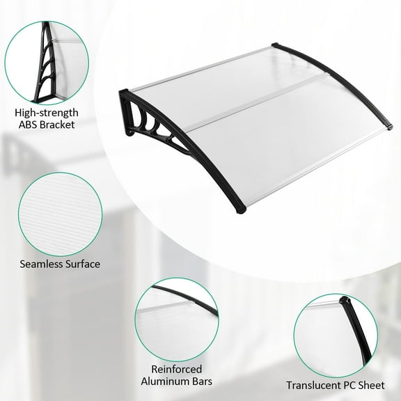 Amijoy 48" x 40" Window Outdoor Awning Door Canopy Exterior Awning Canopy Black