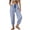 Blue, variant on Women's Striped Cargo Joggers Drawstring High Waist Casual Trousers with Side Pockets