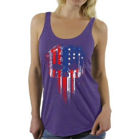 Awkward Styles Sniper Skull Racerback Tank Top for Women USA Flag Racerback Shirt Patriotic Tanks America Lovers Gifts Military American Flag American Reaper Women's T Shirt Skeleton Tank Top
