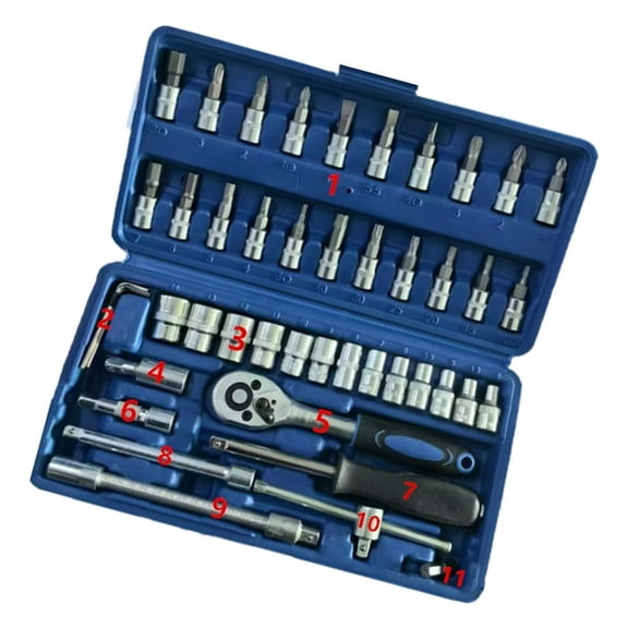 46 in 1 Auto Repair Tool Set Mechanic Hand Tool Kit Drive Ratchet Wrench Set