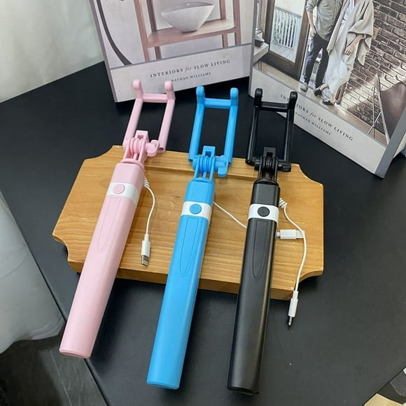 Mobile phone selfie stick for Android Apple wire control 3.5typec interface telescopic folding selfie artifact