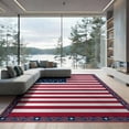 thumbnail image 2 of ODIKA 8'x10' Washable Area Rug Non-Shedding, Easy Care, Striped Motif Border Independence Welcome July Patriotic Door Playful Expressive for King Size Bedroom Under Bed, Master Suite, 2 of 7