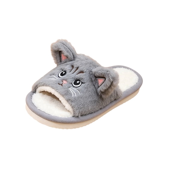 Xfvqtps Womens Slippers Open Toe Cute Cat Soft Sole Indoor Outdoor Casual Slide Fall Winter Cozy Comfort