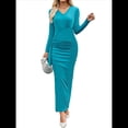 thumbnail image 1 of Elegante Vestido Plisado de Larga para Mujer, Vestido Ajustado, Prenda de Noche Versátil para Cenas Azul M, 1 of 9