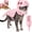 Pink(Without luminous effect), variant on Zydvens Glow in the Dark Pet Dinosaur Skeleton Costume - 3D Cozy Plush Cat Dog Skeleton Halloween Outfit Adjustable Soft for Halloween Pet Cosplay Costume