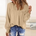 thumbnail image 2 of Women Boho Long Sleeve Shirts Dressy Casual V-Neck Fall Fashion Tops Dot Flowy Blouses, 2 of 7
