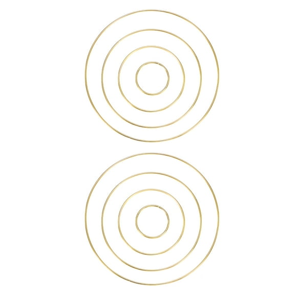 Uxcell 2-Conjunto Anillos Atrapa Sueños, 4 Tamaños Anillo Floral de Forma Redonda de Metal para Manualidades DIY Dorado