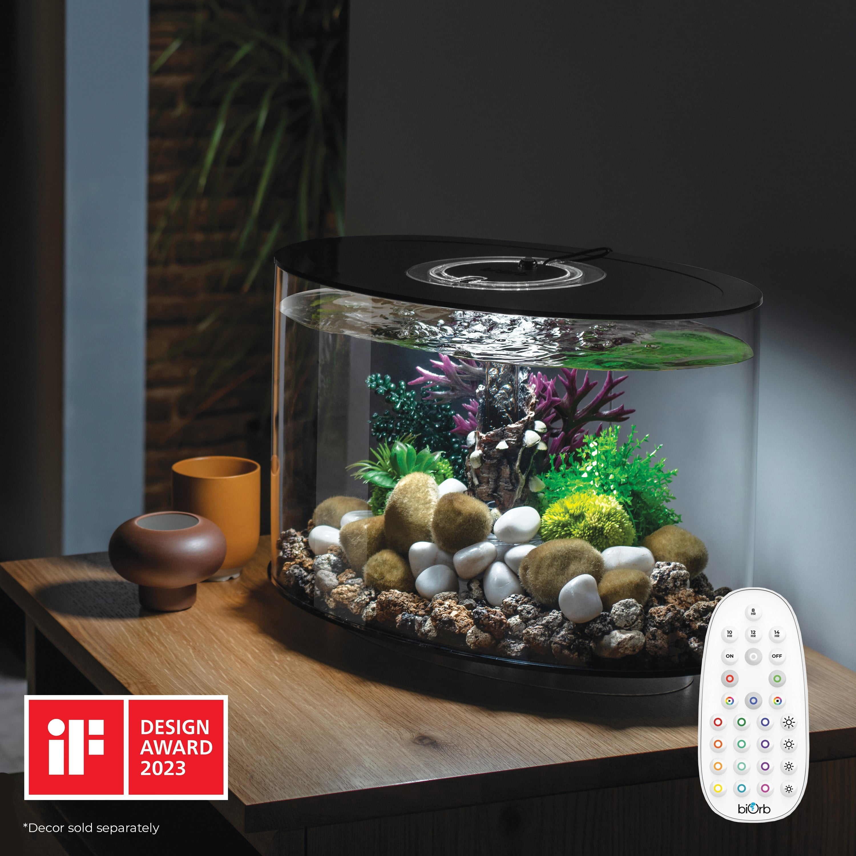 biOrb LOOP 15 Aquarium with MCR Light - 4 Gallon, Black