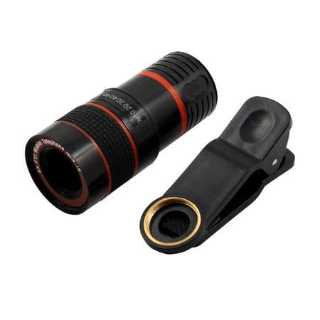 Clip-on HD 8X Optical Zoom Telephoto Camera Lens Black Orange for  Phone