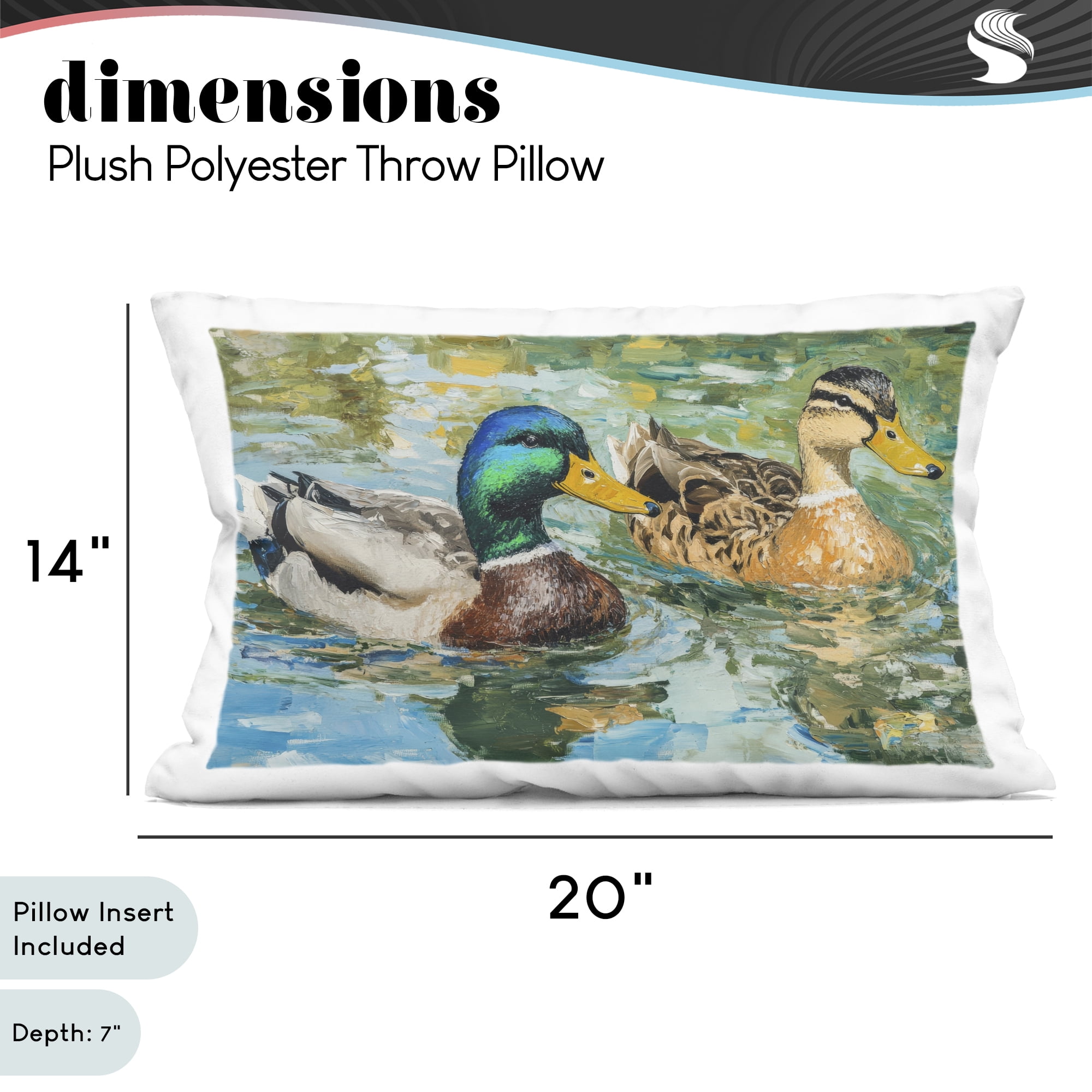 Stupell Industries Ducks Out For A Swim Decorative Printed Throw Pillow, design by Petal Prints Design, 14 x 7 x 20