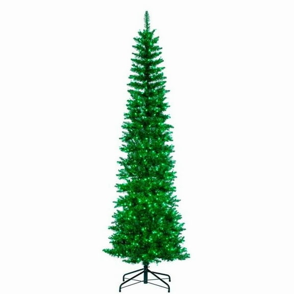 Vickerman K245576LED 7.5 ft. x 32 in. Green Pencil Christmas Tree - 450 Dura-Lit, Green