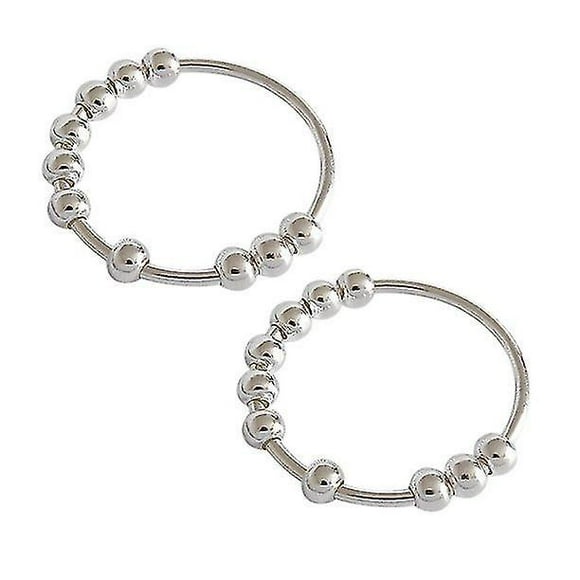 2pcs Beads Ring Spinner Single Coil Spiral Fidget Ring Rotate Freely Anti Stress Anxiety Ring