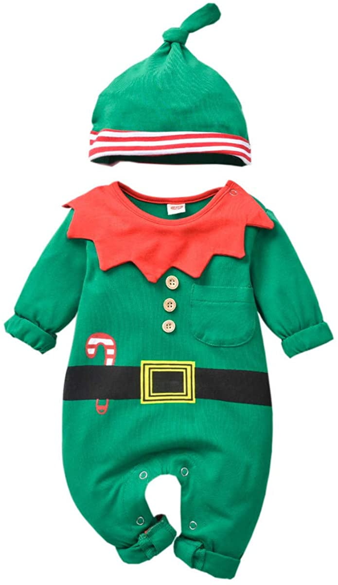 KidChristmasElfOutfitOnesies Jumsuit for Toddler Boys Girls
