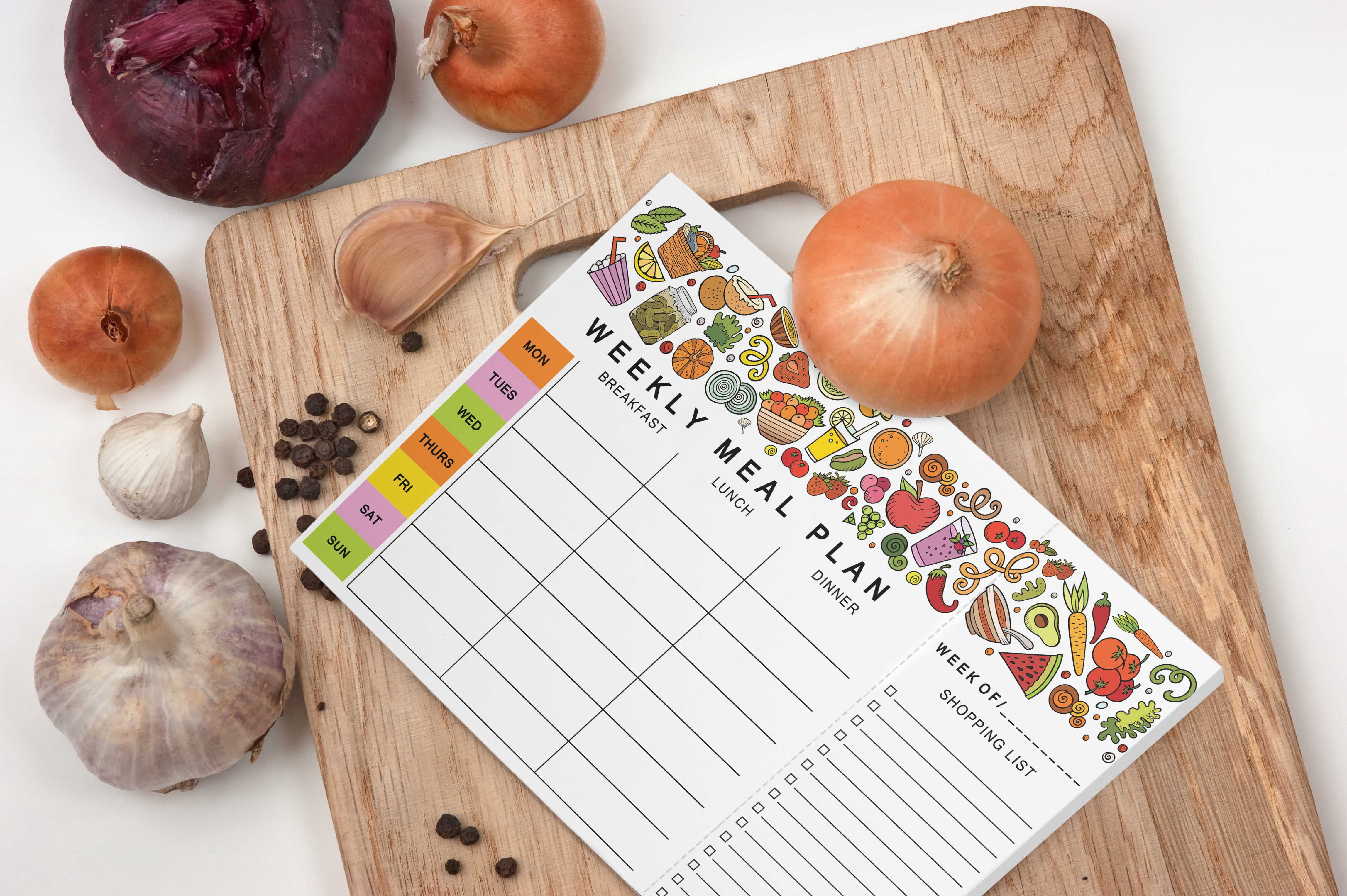 Inkdotpot Weekly Meal Planner Notepad 7"x10 , "Weekly Meal Plan" Magnetic Meal Planning Pad with Tear Off Grocery Shopping List for Fridge- Kitchen & Home - 54 Sheets -V8