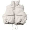 thumbnail image 4 of Akafmk Fall/Winter Puffer Vests for Women,Sleeveless Winter Short Down Jacket,Solid Color Sleeveless Winter Warm Down Coat Cold Weather Parka, 4 of 4