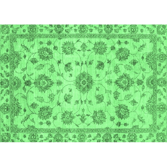 Ahgly Company Indoor Rectangle Abstract Emerald Green Modern Area Rugs, 2' x 4'