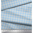 thumbnail image 2 of Soimoi Blue Velvet Fabric Window Pane Check Print Fabric by the Yard 58 Inch Wide, 2 of 3