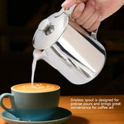Cergrey Pichet à café en acier inoxydable avec pichet à lait avec couvercle pour art du café au lait, tasse en acier inoxydable
