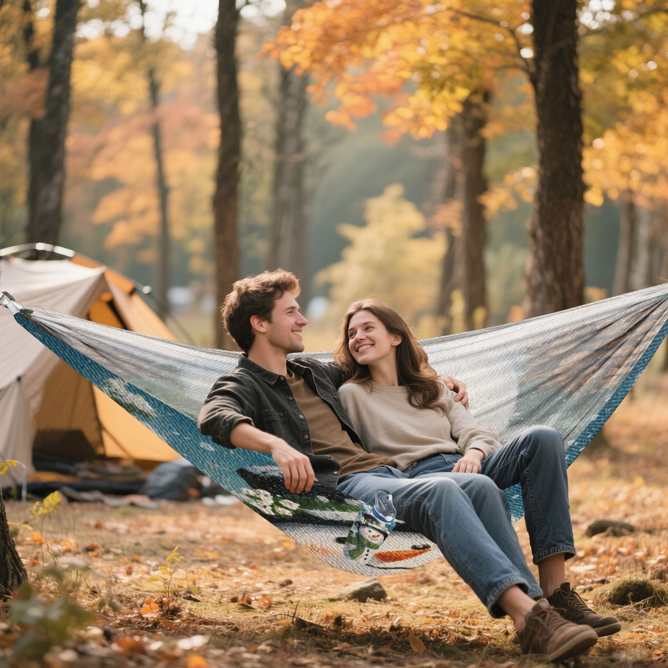 Hammock Camping Hammock Nylon Portable Hammock Travel Camping Hammock Green Cartoon Christmas Snowman
