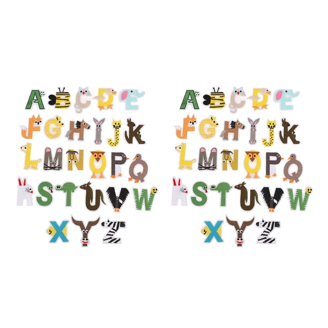 52 parches de letras con forma de animal, coloridos, de la A a la Z, para bordado, planchado y decoración artesanal.