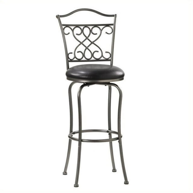 Bowery Hill 30" Metal Swivel Bar Stool in Dark Pewter