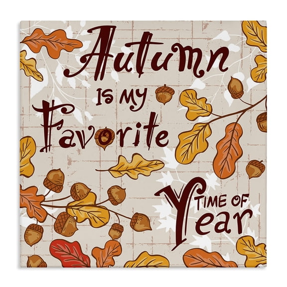Stupell Industries Farmhouse Autumn Phrase with Leaves Canvas Art, 17 x 17, by Diane Labombarbe