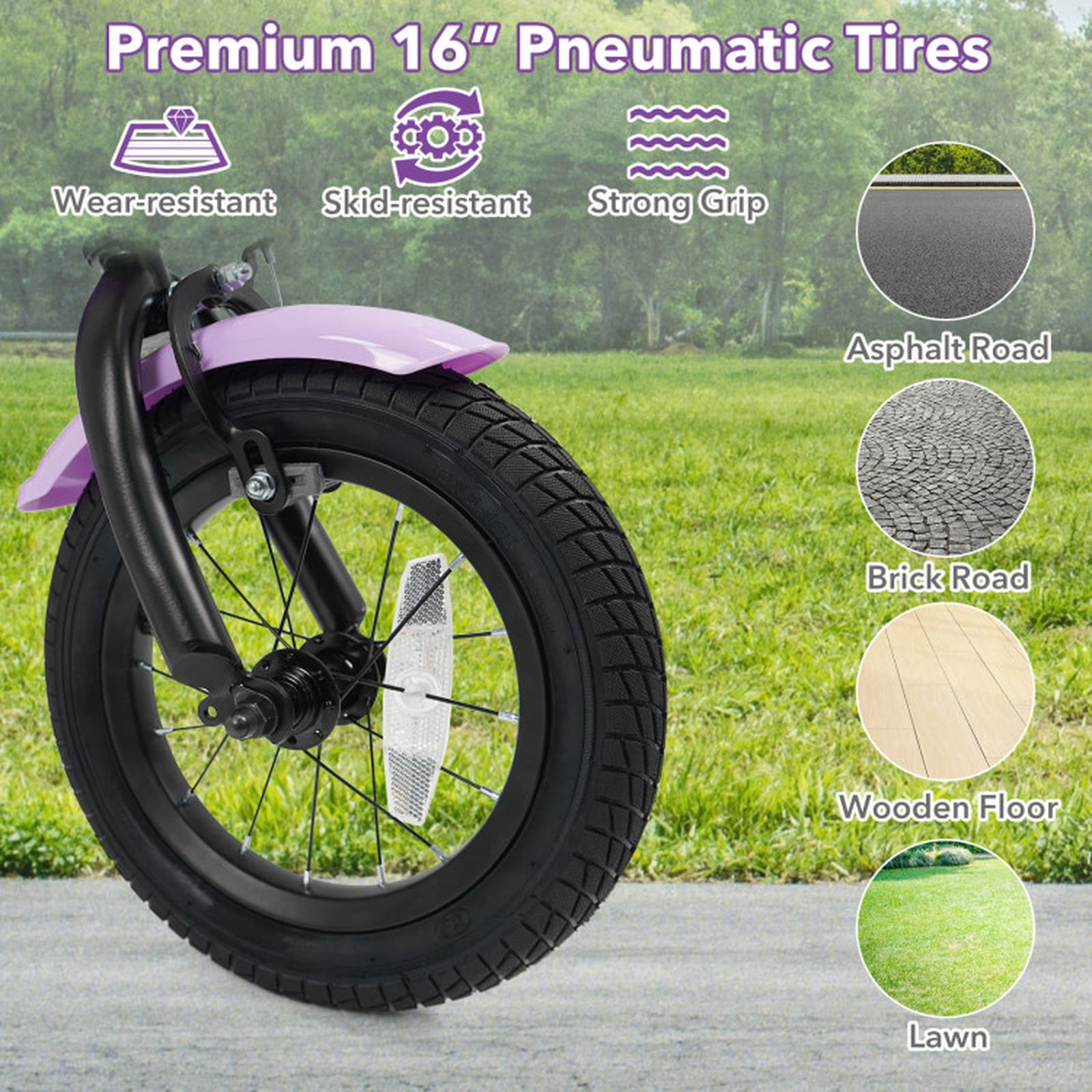 Redsmile Kids Bike 12 Inch with Training Wheels for Boys Girls Aged 3-4 Years Old, Toddler Bicycle with Adjustable Seat and Rider Height 31.5"-41.3", 110 lb Capacity, Purple