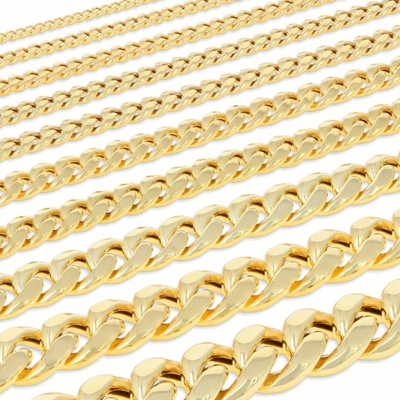 Nuragold 10K Real Yellow Gold Miami Cuban Lightweight Link Chain Bracelet 7"-9" (3mm-12.6mm) Italian Jewelry for Men & Women