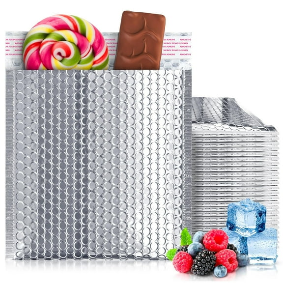 Thermal Bubble Mailers, Metallic Foil Insulated Envelopes, 10 Count, 6 x 6 in