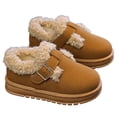 thumbnail image 3 of HAUXUN-EKids Cotton Boots Boys & Girls Warm Boots 3-11 Years, -Lined Thick Fuzzy-Collar Snow Boots, Frosted Leather Autumn Winter Non- Ankle Footwear(Yellow,10), 3 of 8