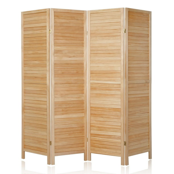 UBesGoo 4Panel Wood Louvered Room Divider with DualAction Hinges