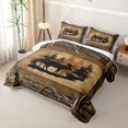 thumbnail image 3 of Erosebridal Brown Rustic Farmhouse Twin Quilt Set, Deer Wildlife Twin Coverlet Set, 2-Piece, 3 of 7