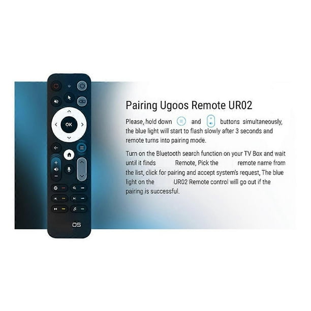 Replace UR02 BT Voice Remote Control Built-in Mic for UGOOS AM8 PRO AM6B AM6 PLUS X4 X4Q Cube Pro Ex