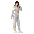 thumbnail image 2 of MintLimit Women's Casual 2 Piece Sports Tracksuit Set Solid Colorblock Long Sleeve Zip Up Cropped Tops and Jogging Pants Sweatsuits, 2 of 5