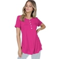 thumbnail image 1 of Sexy Plus Size Round Neck Button DownShort Sleeve Long Blouse Top, 1 of 1