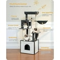 thumbnail image 2 of PETEPELA 56.7" Cat Tree with Litter Box Enclosure Large, Wood Cat Tower for Indoor Cats with Storage Cabinet and Cozy Cat Condo, Sisal Covered Scratching Post and Repalcable Dangling Balls, Black, 2 of 7