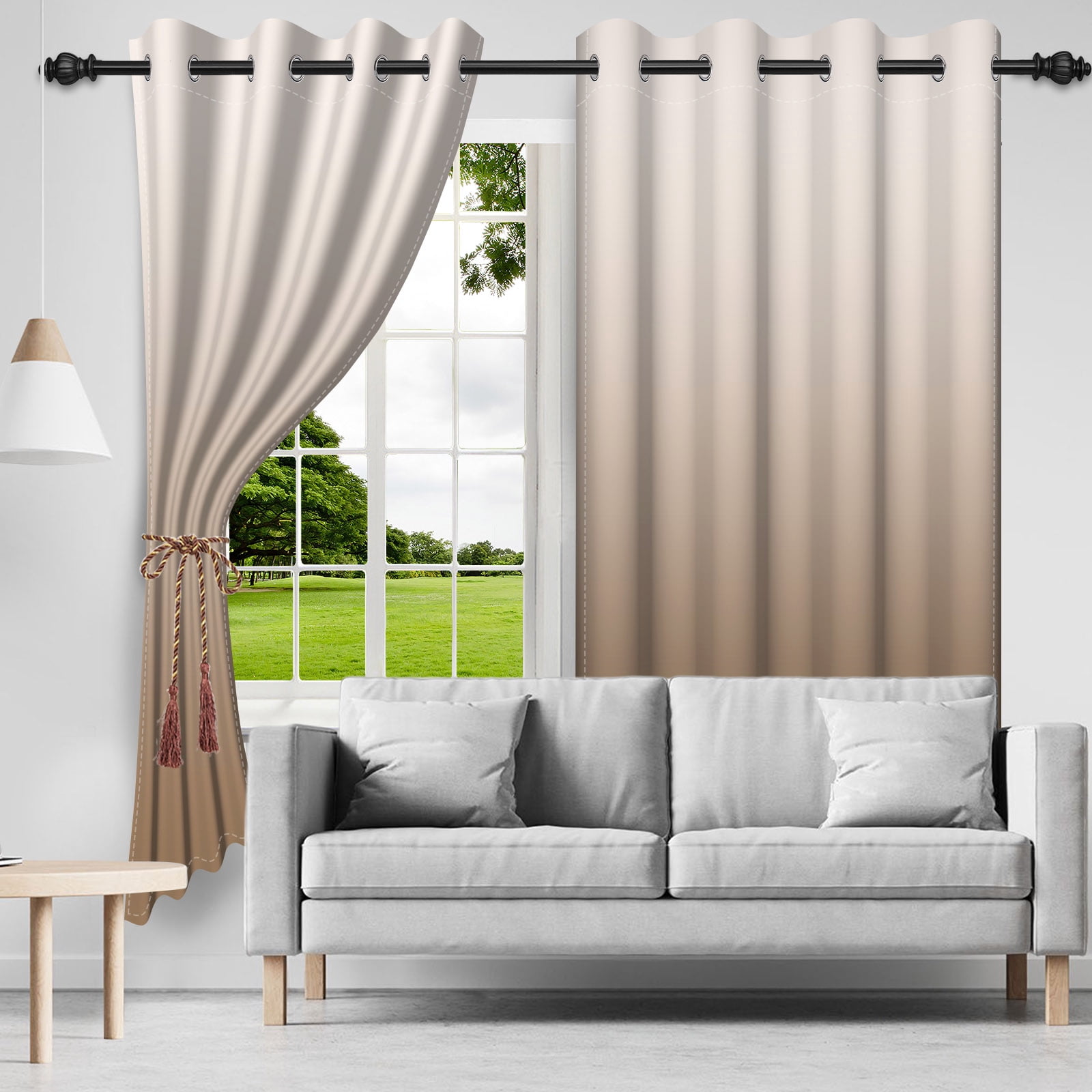 Nanqianyi Brown Ombre Blackout Curtains with Grommet, Room Darkening Window Drapes for Living Room/Bedroom,2 Panels, 42x96 inches
