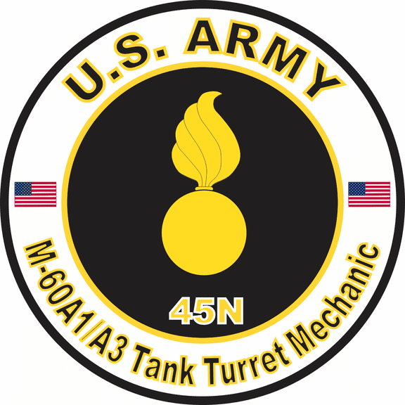 3.8 Inch U.S. Army MOS 45N M60 A1-A3 Tank Turret Mechanic