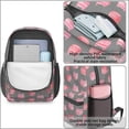thumbnail image 4 of Pink Cat Head Gray Pattern 17" Waterproof Oxford School Backpacks for Teens, S-Shape Padded Straps, for School, Travel, Hiking, Camping, 4 of 5
