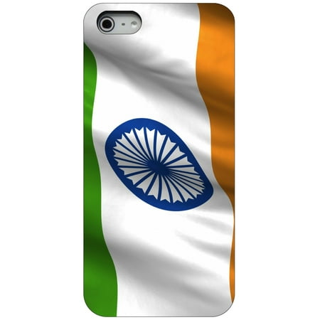 CUSTOM Black Hard Plastic Snap-On Case for Apple iPhone 5 / 5S / SE - India Waving Flag (Iphone 5 Best Price In India)
