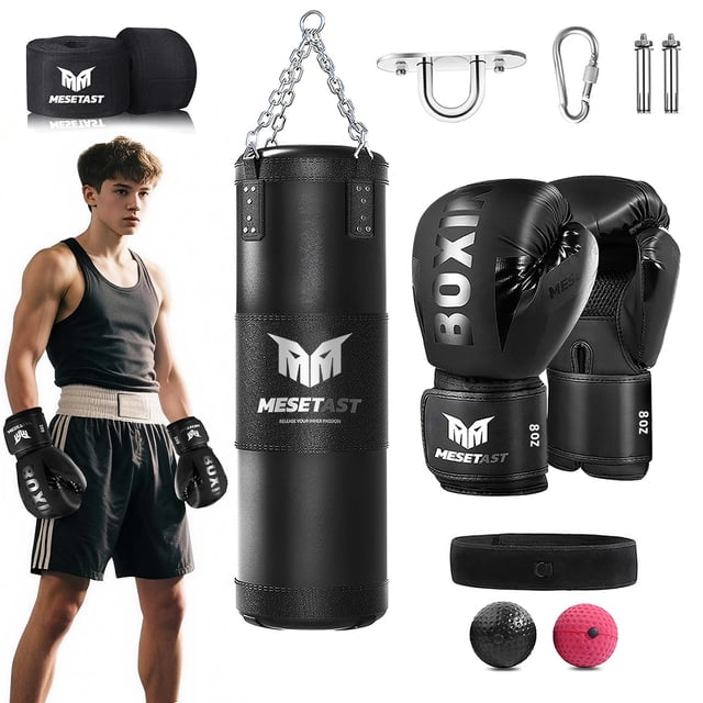 Set de Saco de Boxeo MESETAST para Niños de 82 cm con Guantes de 8 oz