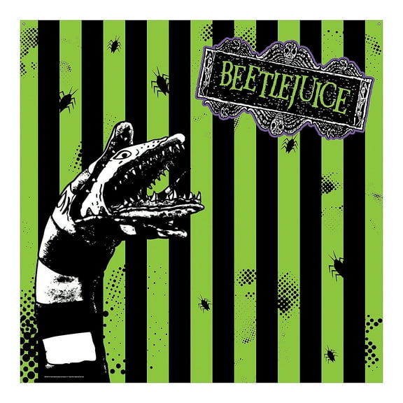 6 Ft. x 6 Ft. Beetlejuice Black & Green Polyester Backdrop Banner