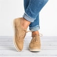 thumbnail image 2 of asdoklhq Womens Casual Shoes,Women Winter Lace Up Flock Casual Ankle Fretwork Heels Women's Casual Shoes, 2 of 8