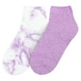 thumbnail image 2 of BambooMN Women's Girl Fuzzy Warm Fluffy Tie-Dye Colorful Fun Ankle Socks - Amethyst - 2 Pairs, 2 of 6