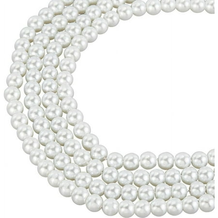200Pcs White Round Glass Pearl Beads 8mm Loose Imitation Pearls Ivory Pearls for Earring Jewelry Making Vase Filler Table Scatter Wedding Party Decoration Hole:1mm