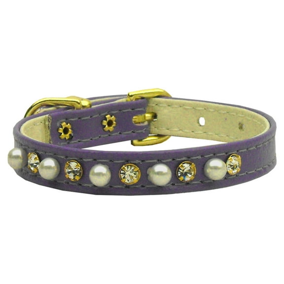 Dog, Puppy and Pet Collar, "3/8" Wide Pearl Clear Crystals"